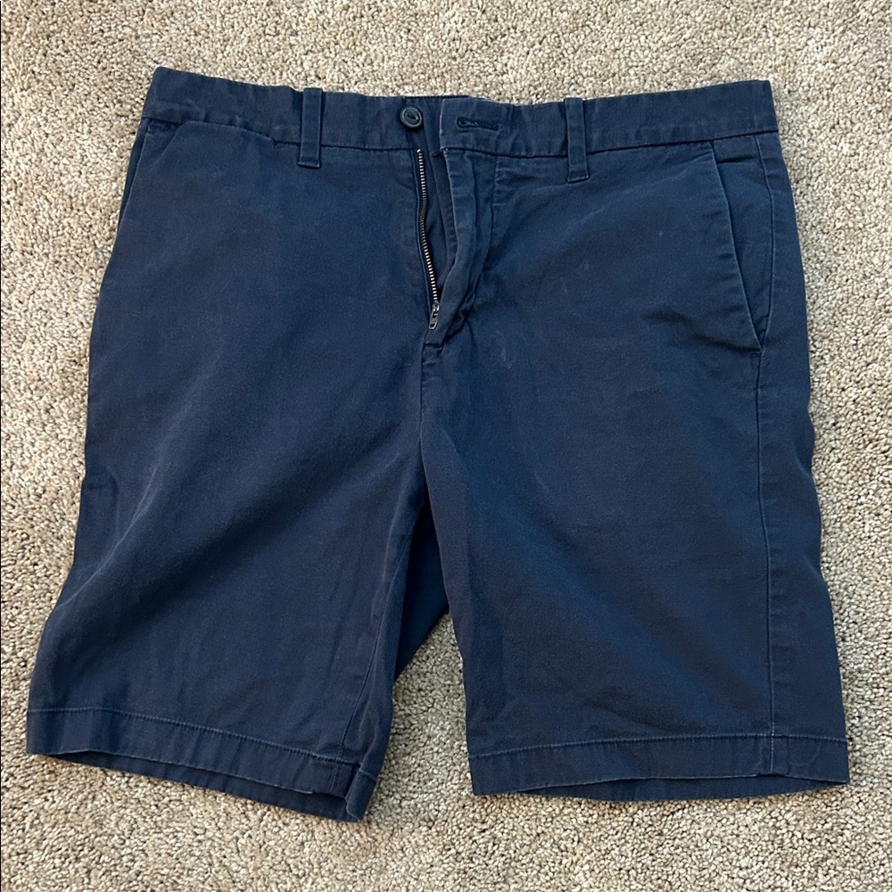Nautica Mens 33W Navy Blue Khaki Flat Front Shorts